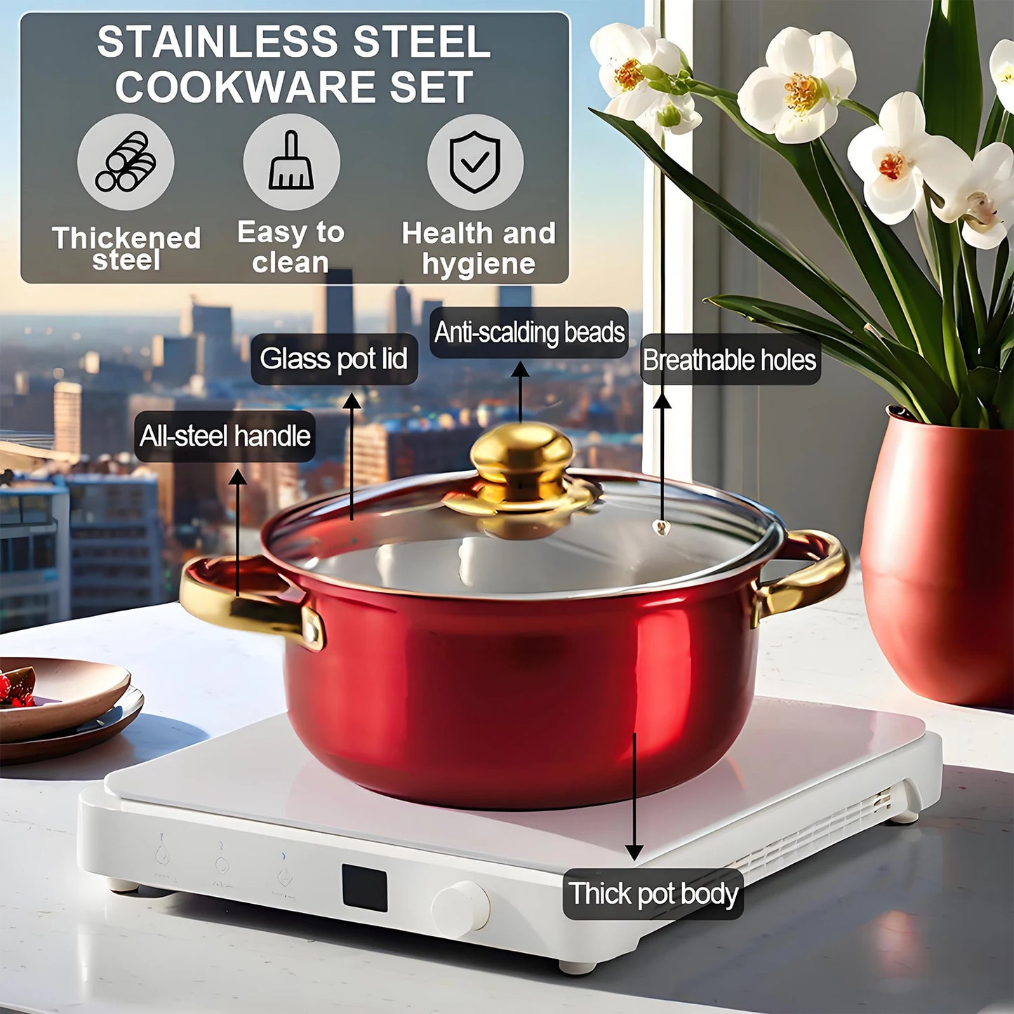 12-Piece ,Stainless Steel, Non-Stick, Kitchen Cookware Collection