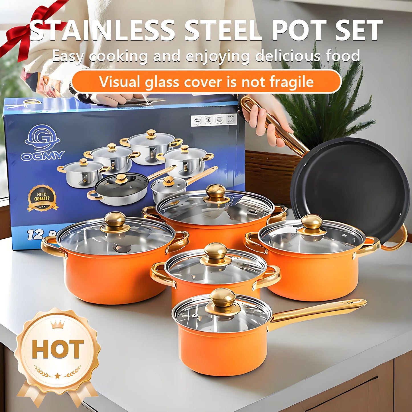 12-Piece ,Stainless Steel, Non-Stick, Kitchen Cookware Collection