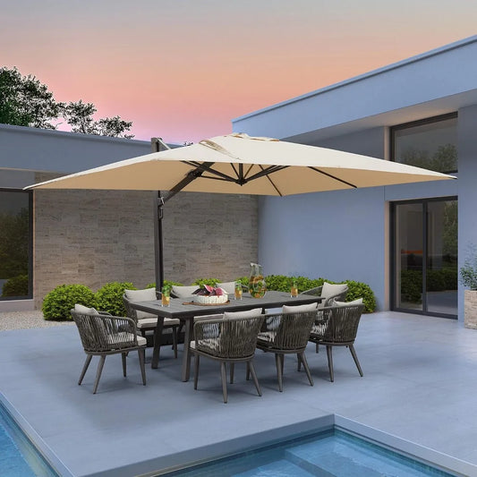 10' X 13' Rectangle Patio Umbrella with 360-degree Rotation