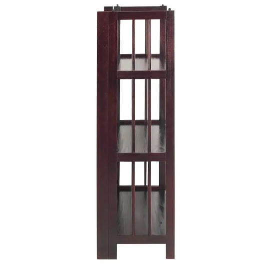 3 Tier Espresso Folding Bookcase with Open Storage