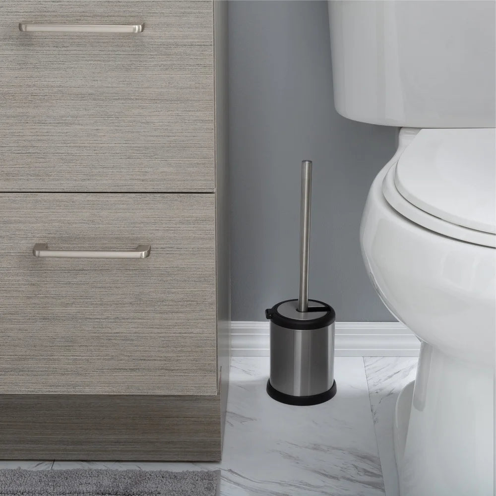 Stainless Steel Toilet Brush Set with Self Closing
