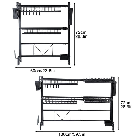 2 Tier Kitchen Storage Shelf Above Sink Draining Rack