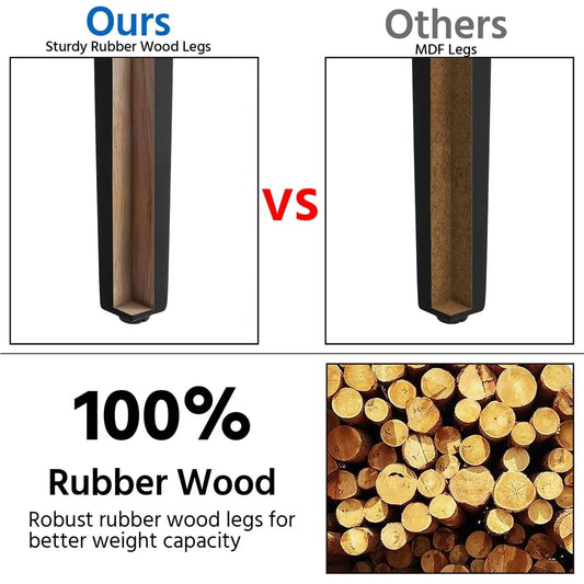 Set of 4 Padded Dining Chairs with Solid Wood Legs