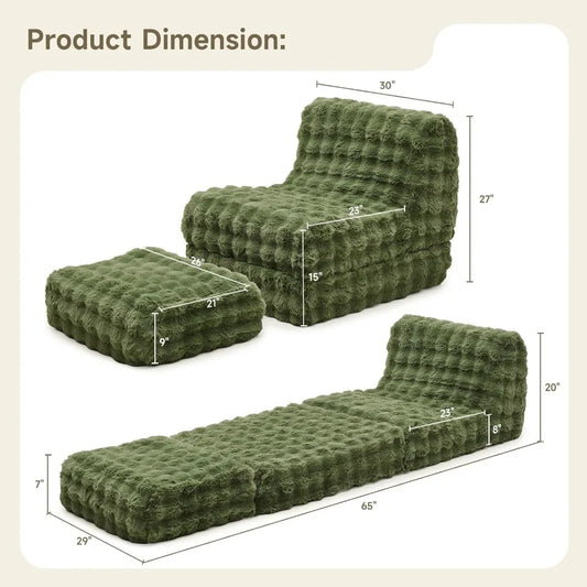 Giant Memory Foam Filled Bean Bag Chair with Ottoman