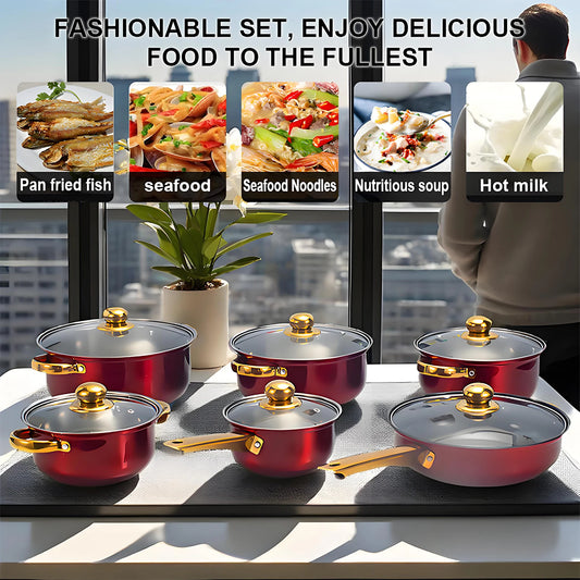 12-Piece ,Stainless Steel, Non-Stick, Kitchen Cookware Collection