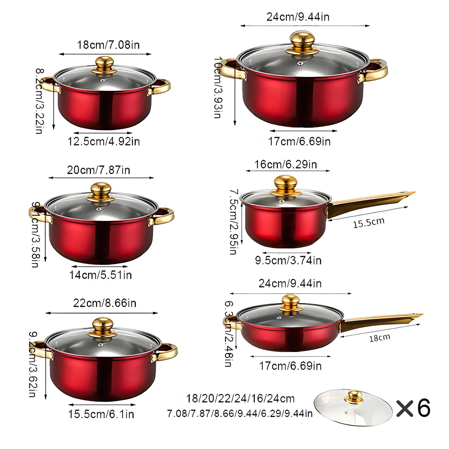 12-Piece ,Stainless Steel, Non-Stick, Kitchen Cookware Collection