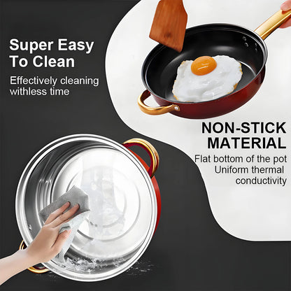 12-Piece ,Stainless Steel, Non-Stick, Kitchen Cookware Collection