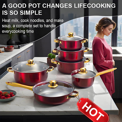 12-Piece ,Stainless Steel, Non-Stick, Kitchen Cookware Collection