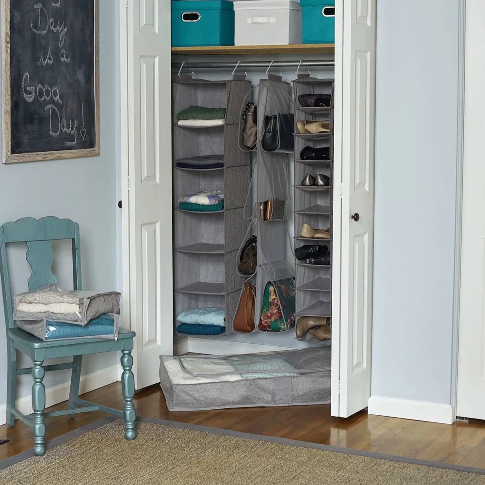 Durable Polyester Hanging Shoe Organizer with 10 Shelves