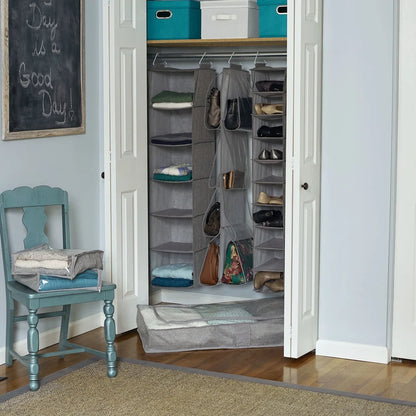 Durable Polyester Hanging Shoe Organizer with 10 Shelves