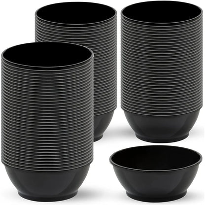 Elegant Disposable Black Round Plastic Bowls