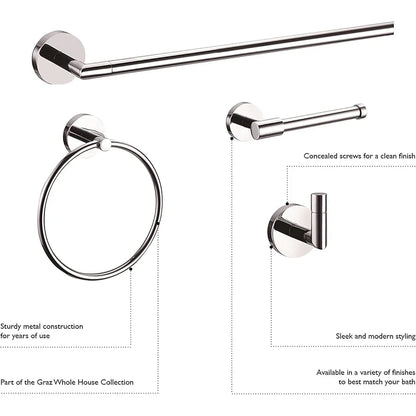 Modern Polished Zinc Towel Ring with EZ Anchor Mounts
