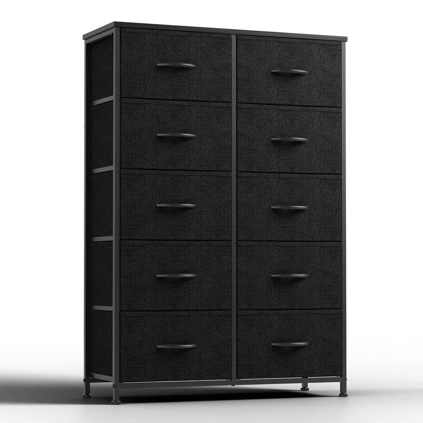 Bedside Table with 10 Fabric Drawers & Steel Frame