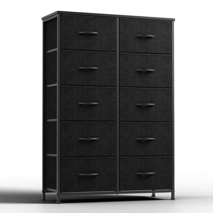 Bedside Table with 10 Fabric Drawers & Steel Frame