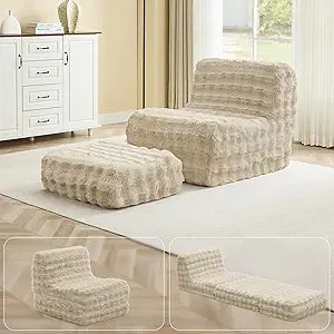 Giant Memory Foam Filled Bean Bag Chair with Ottoman