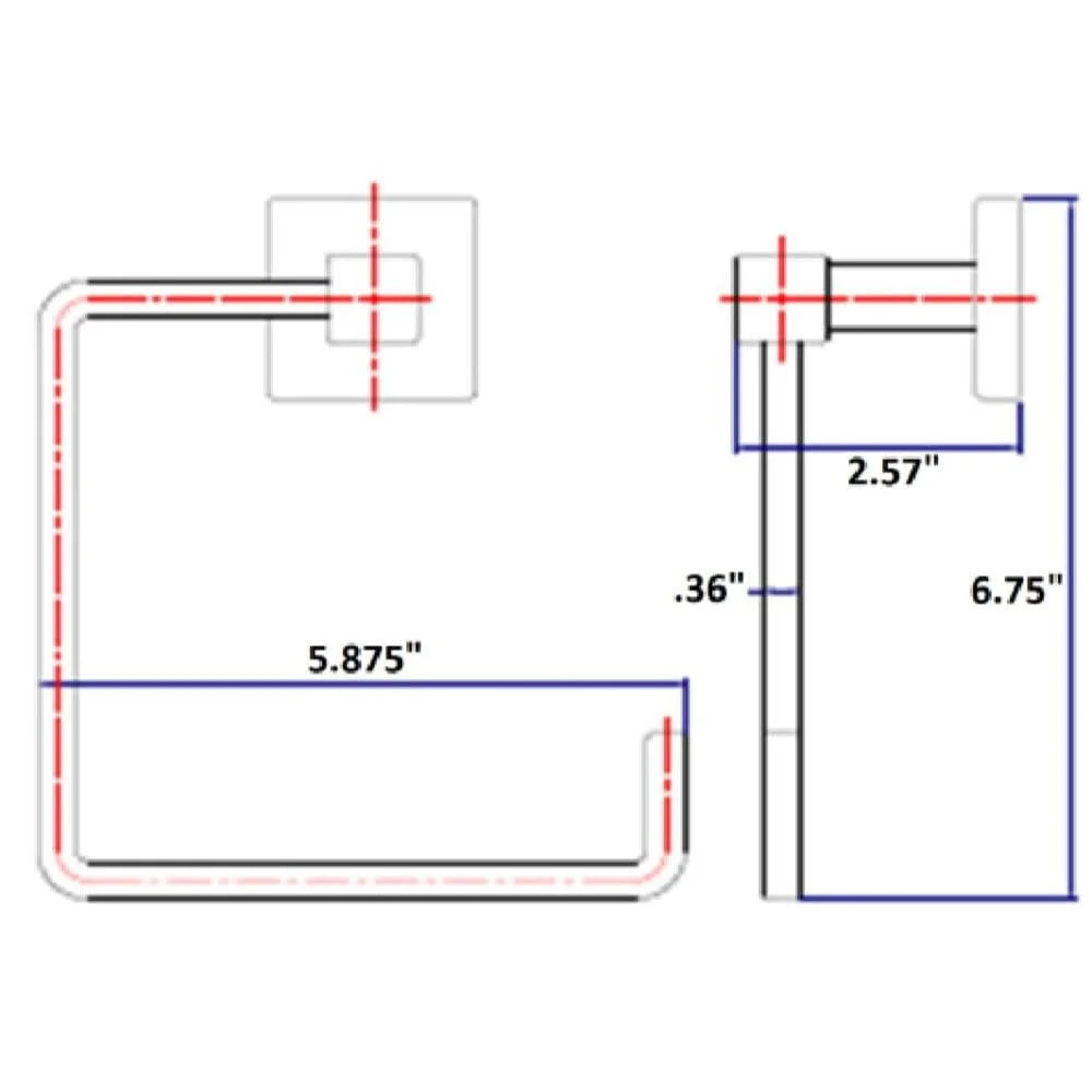 Square Design Modern Wall Mounted Towel Ring