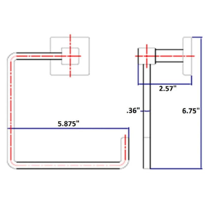 Square Design Modern Wall Mounted Towel Ring