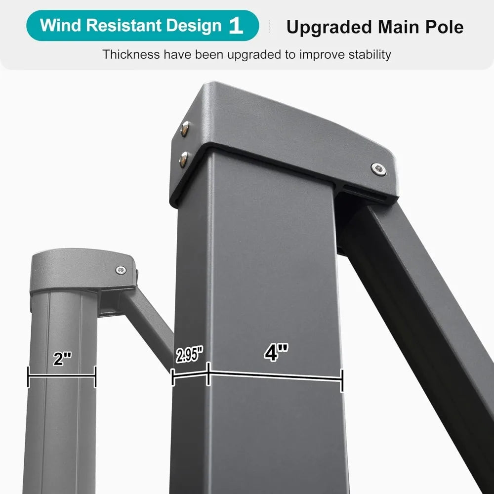 10' X 13' Rectangle Patio Umbrella with 360-degree Rotation