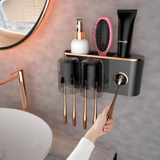 Toothbrush Holders with Toothpaste Dispenser
