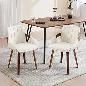 Mid Century Modern Dining Room Chairs with Arms and Rattan Back