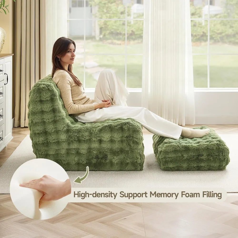 Giant Memory Foam Filled Bean Bag Chair with Ottoman