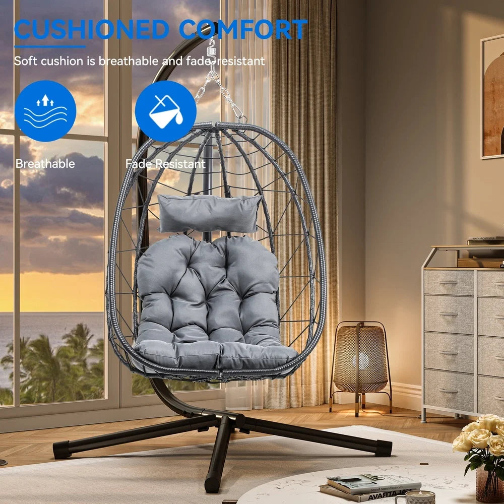 Hanging Egg Swing Chair with Stand Cushions