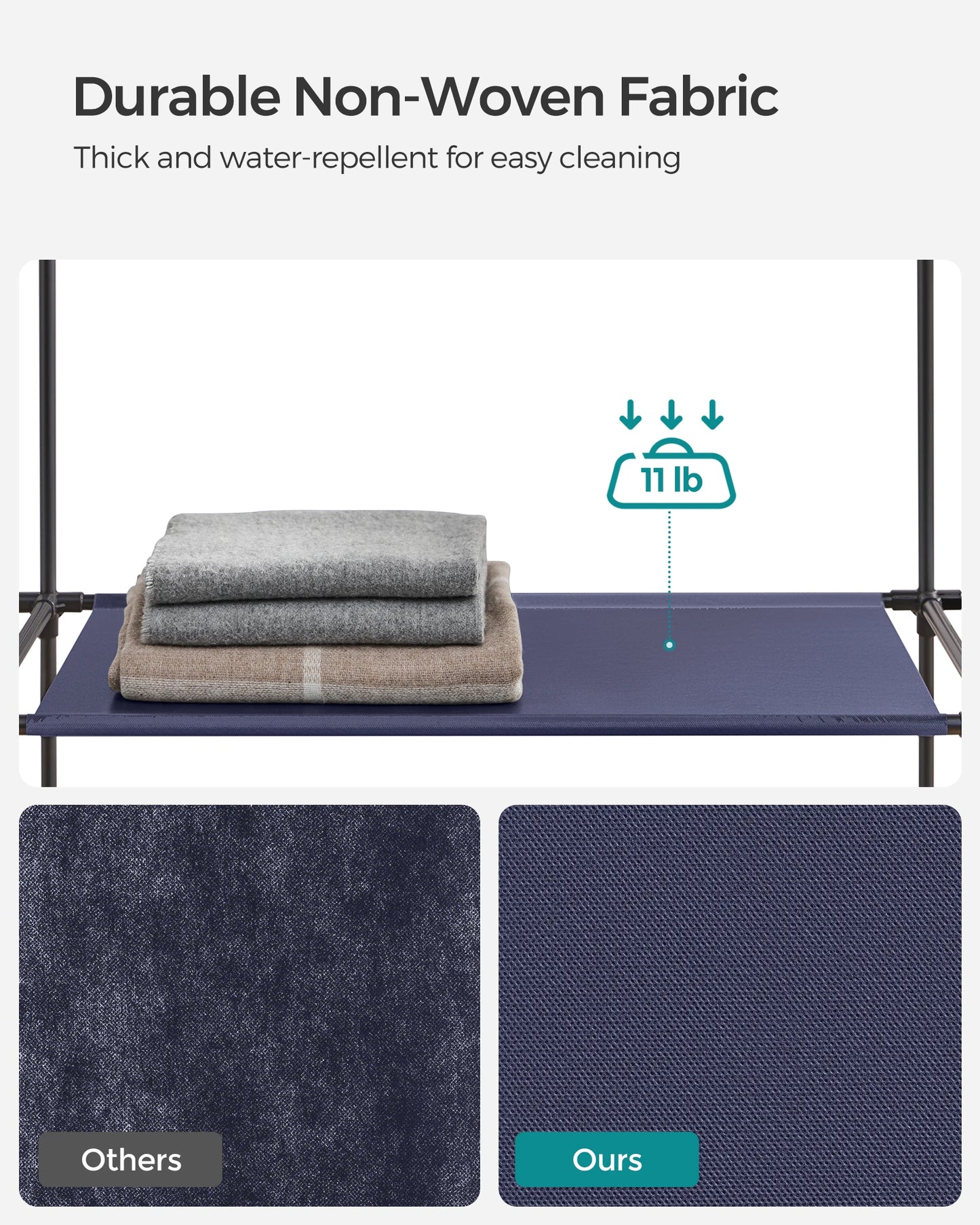 Portable Closet with Clothes Rail & Non-Woven Fabric Cover