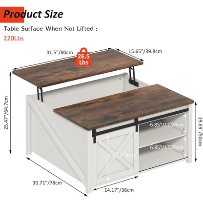 Farmhouse Lift Top Coffee Table with Storage