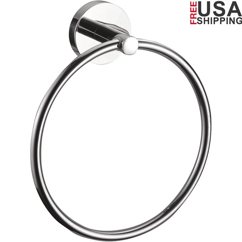 Modern Polished Zinc Towel Ring with EZ Anchor Mounts