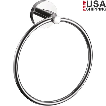 Modern Polished Zinc Towel Ring with EZ Anchor Mounts