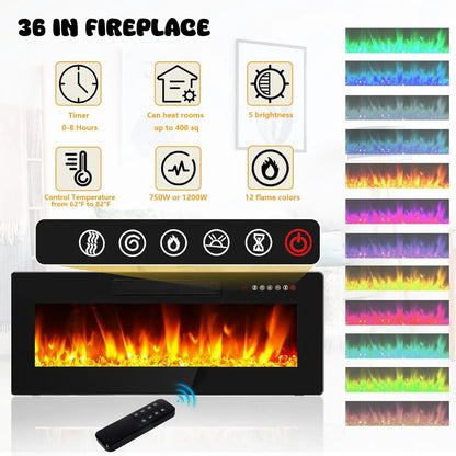 LED Floating Fireplace TV Stand 70'' Wall Mounted Shelf
