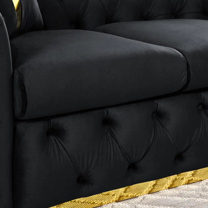 90.6" Velvet Button Tufted Sofa with 2 Pillows