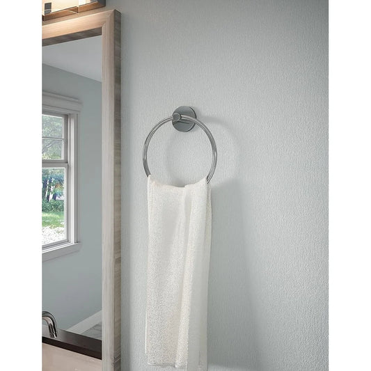 Modern Polished Zinc Towel Ring with EZ Anchor Mounts