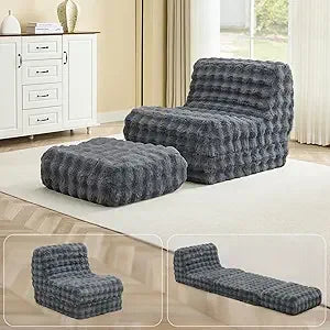 Giant Memory Foam Filled Bean Bag Chair with Ottoman