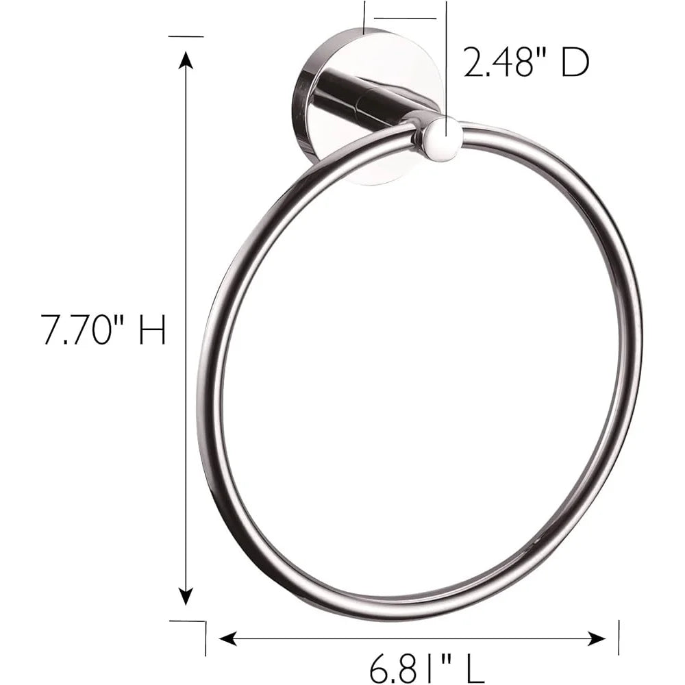 Modern Polished Zinc Towel Ring with EZ Anchor Mounts