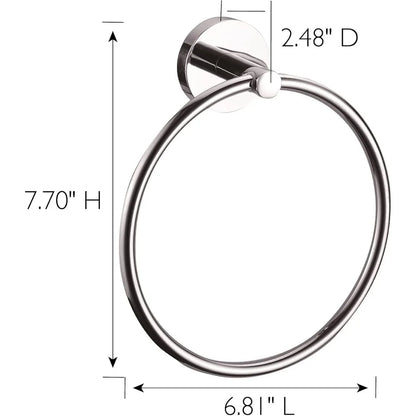 Modern Polished Zinc Towel Ring with EZ Anchor Mounts