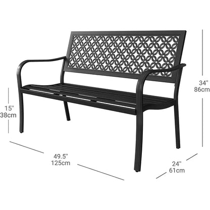 Grand Garden Bench with Anti-Rust Metal Powder Coated Frame