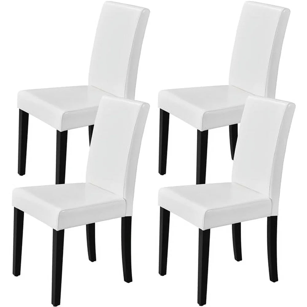 Set of 4 Padded Dining Chairs with Solid Wood Legs