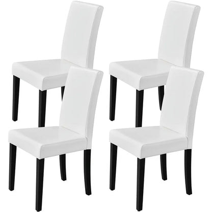 Set of 4 Padded Dining Chairs with Solid Wood Legs