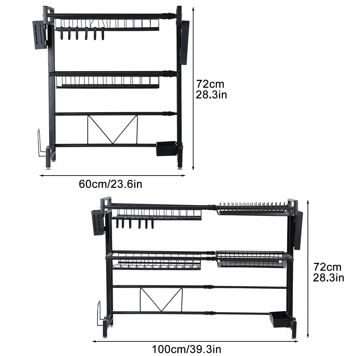 2 Tier Kitchen Storage Shelf Above Sink Draining Rack