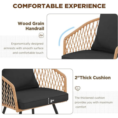 7-Piece All-Weather Rattan Patio Dining Set with 60" Wood Table Top