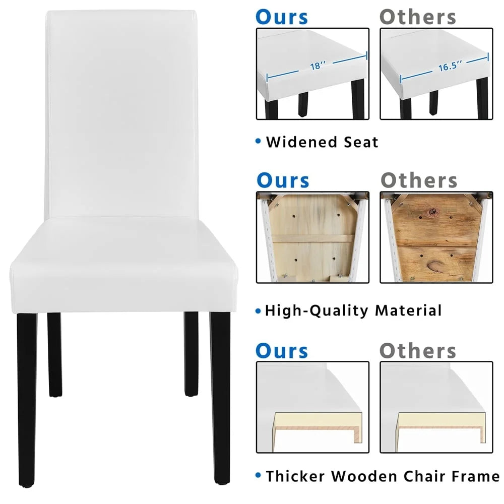 Set of 4 Padded Dining Chairs with Solid Wood Legs