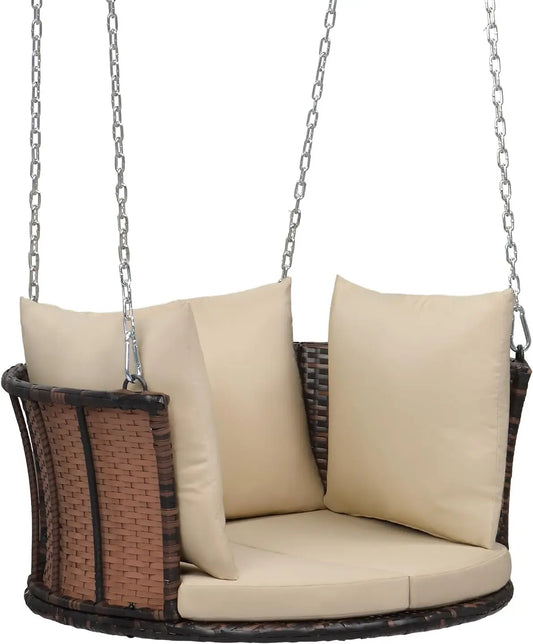 2.4 FT 1-Person Round Rattan Porch Swing