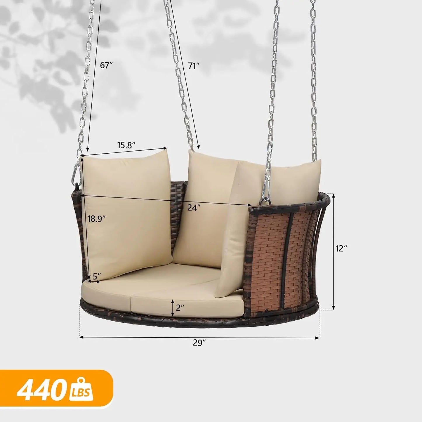2.4 FT 1-Person Round Rattan Porch Swing