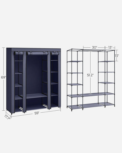 Portable Closet with Clothes Rail & Non-Woven Fabric Cover