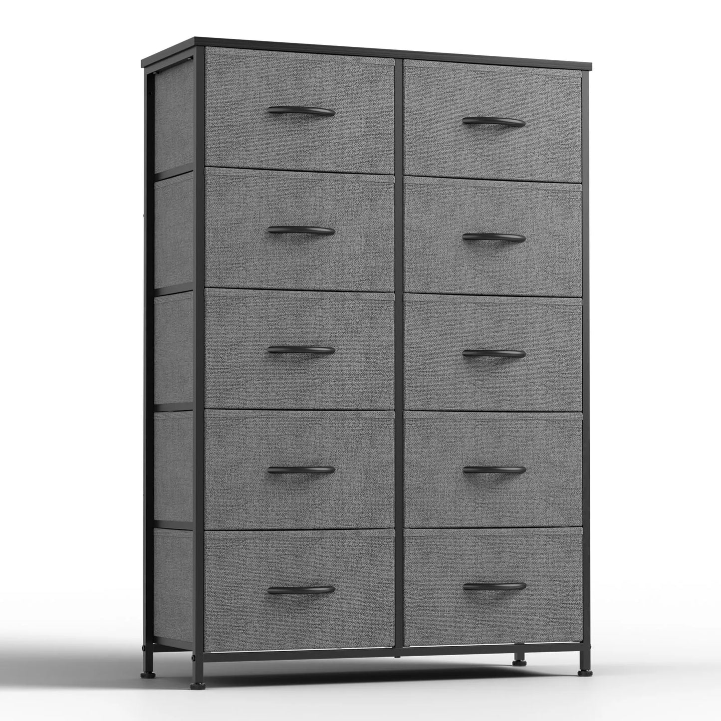 Bedside Table with 10 Fabric Drawers & Steel Frame