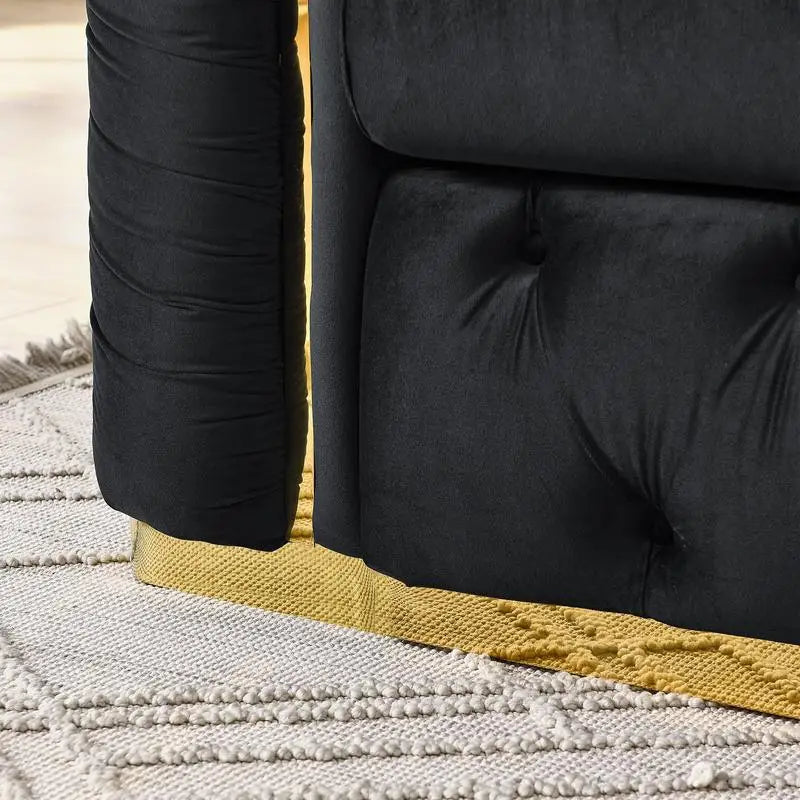 90.6" Velvet Button Tufted Sofa with 2 Pillows
