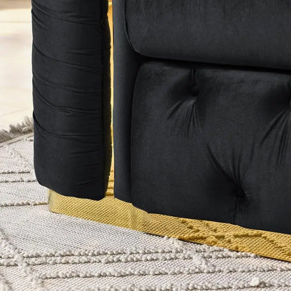 90.6" Velvet Button Tufted Sofa with 2 Pillows