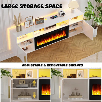 LED Floating Fireplace TV Stand 70'' Wall Mounted Shelf