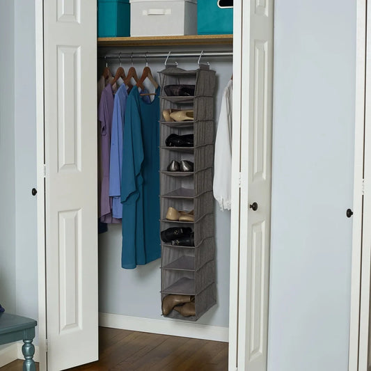 Durable Polyester Hanging Shoe Organizer with 10 Shelves